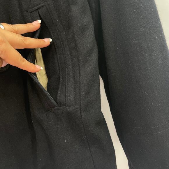 American Eagle Women Wool Blend Five Button Black Pea Coat - Picture 6 of 10